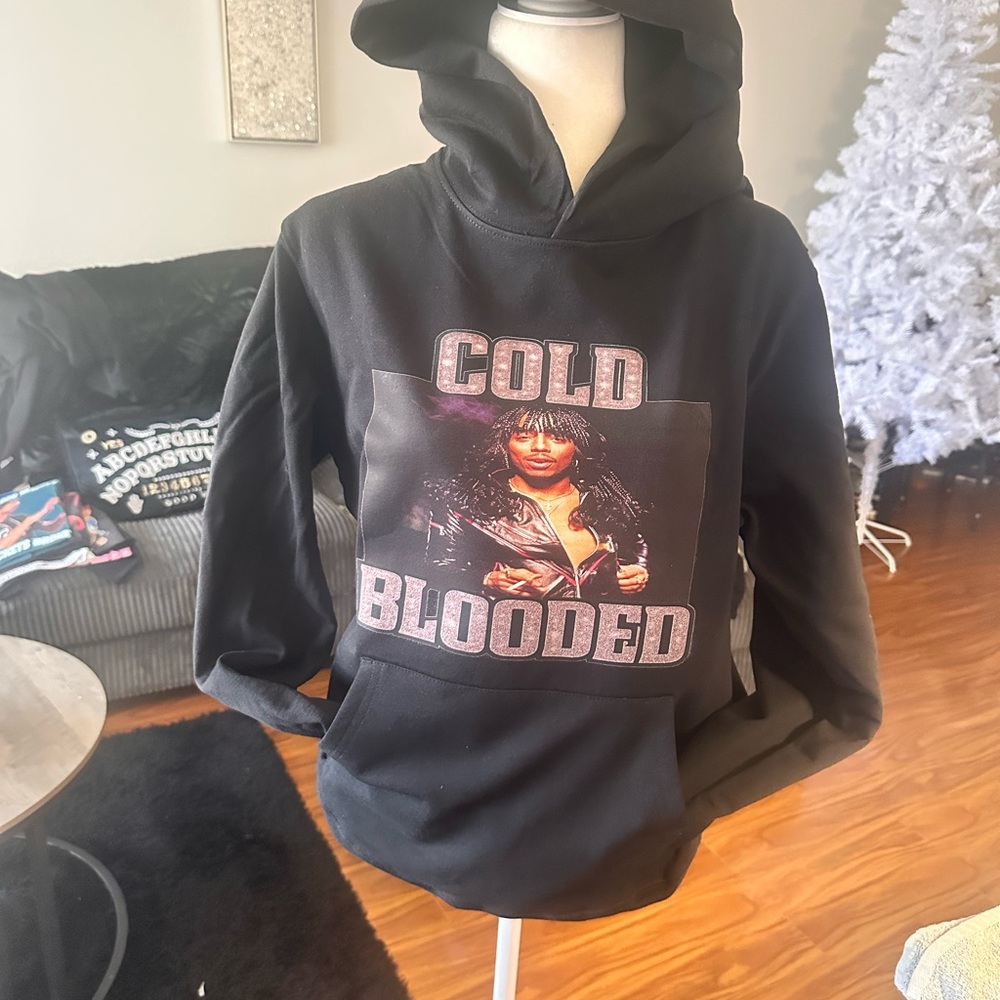 Black 'Cold Blooded' Graphic Hoodie